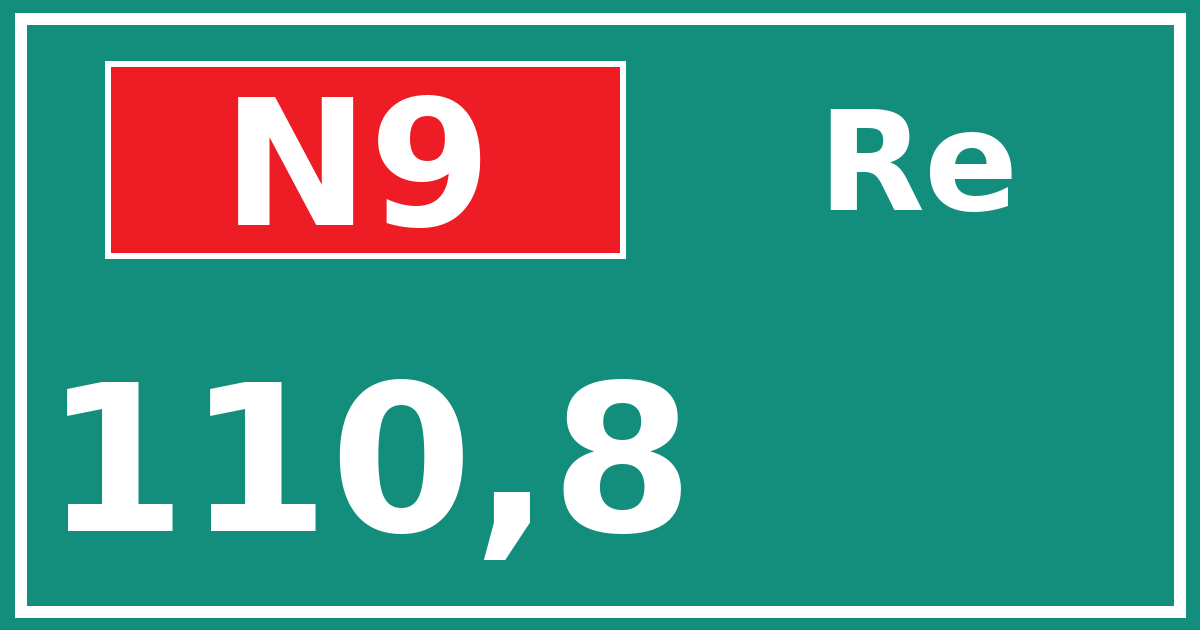 Hectometerbord N9 110,8 zijde Re