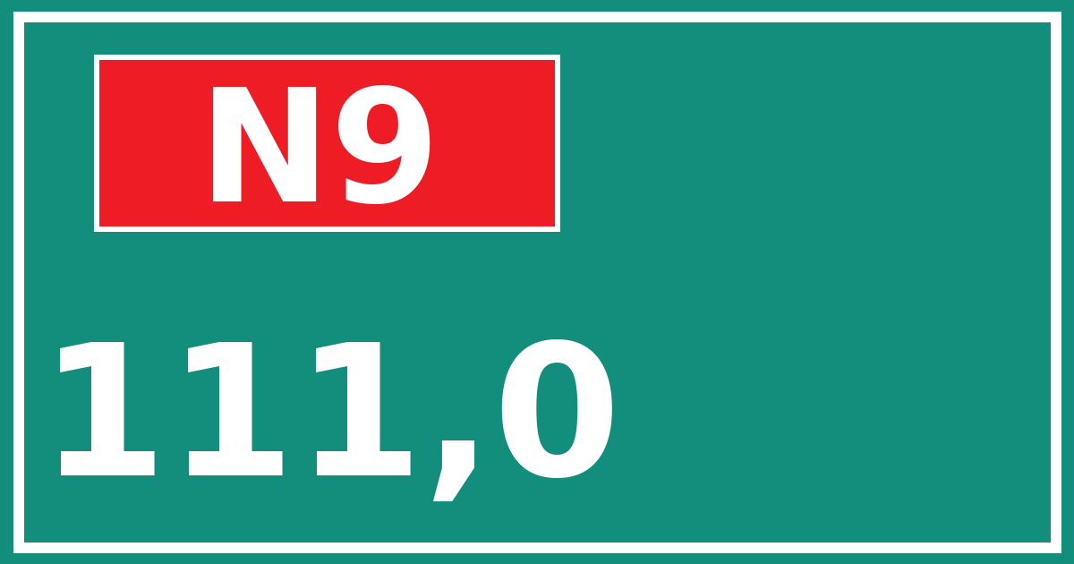 Hectometerbord N9 111,0