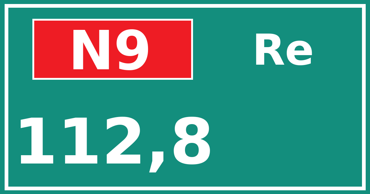 Hectometerbord N9 112,8 zijde Re