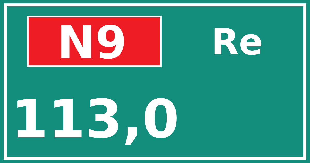 Hectometerbord N9 113,0 zijde Re