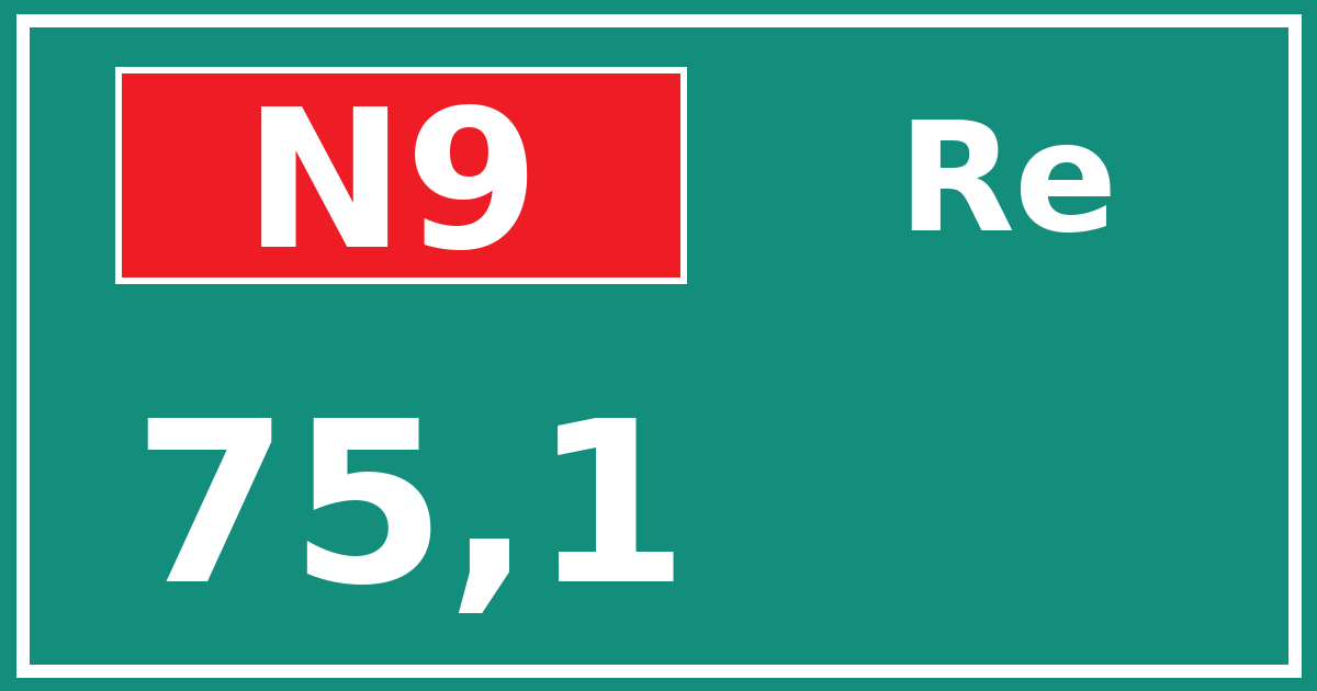 Hectometerbord N9 75,1 zijde Re