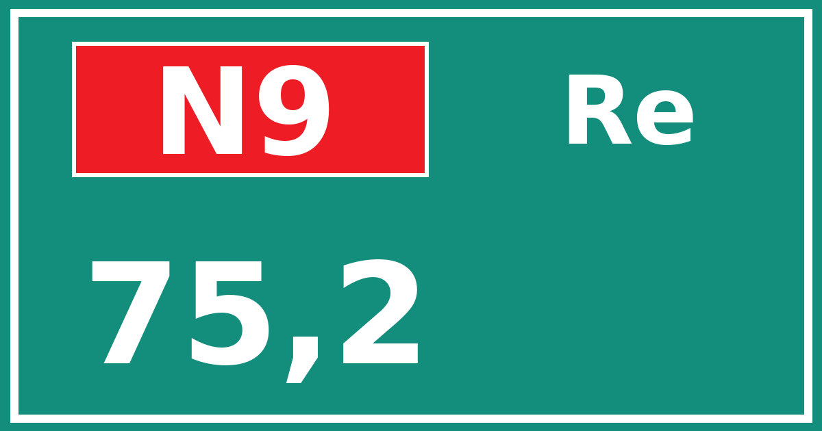 Hectometerbord N9 75,2 zijde Re