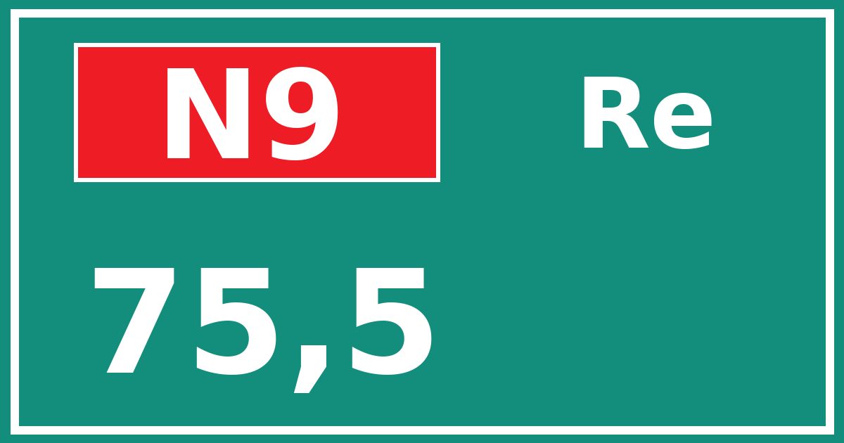 Hectometerbord N9 75,5 zijde Re