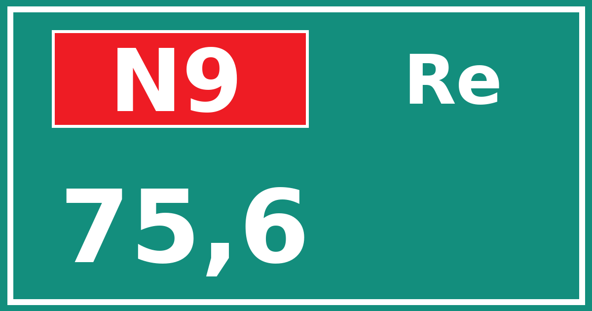 Hectometerbord N9 75,6 zijde Re