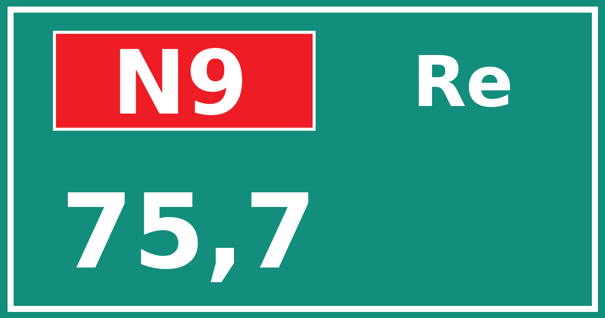 Hectometerbord N9 75,7 zijde Re