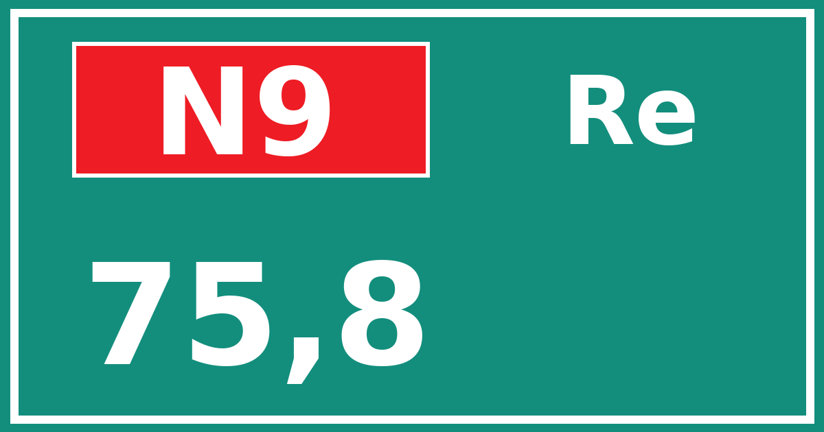 Hectometerbord N9 75,8 zijde Re
