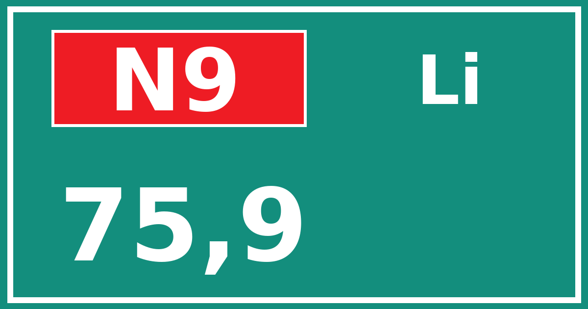 Hectometerbord N9 75,9 zijde Li