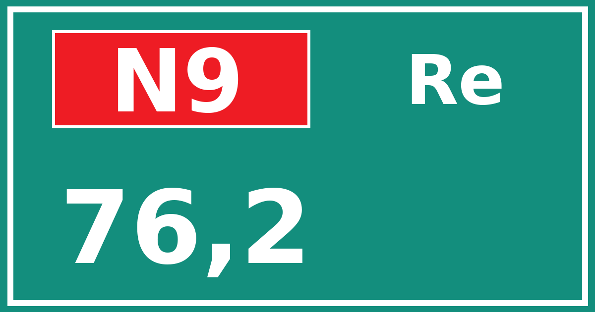 Hectometerbord N9 76,2 zijde Re