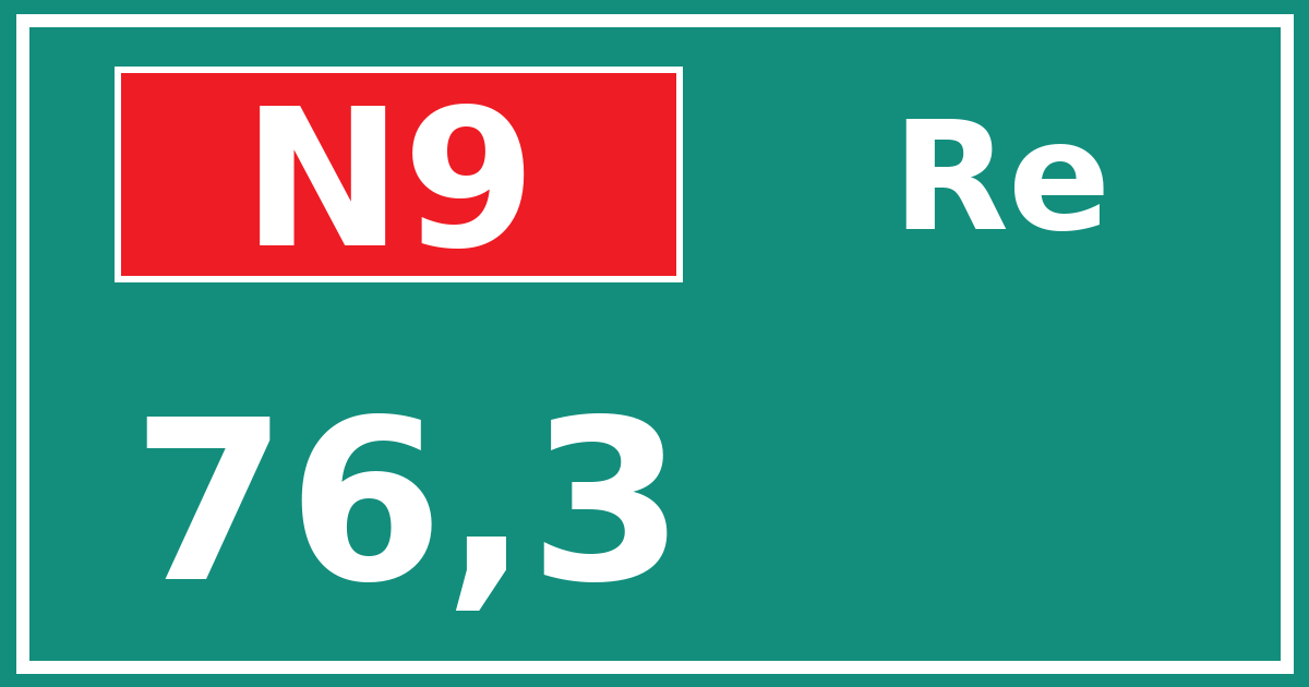 Hectometerbord N9 76,3 zijde Re