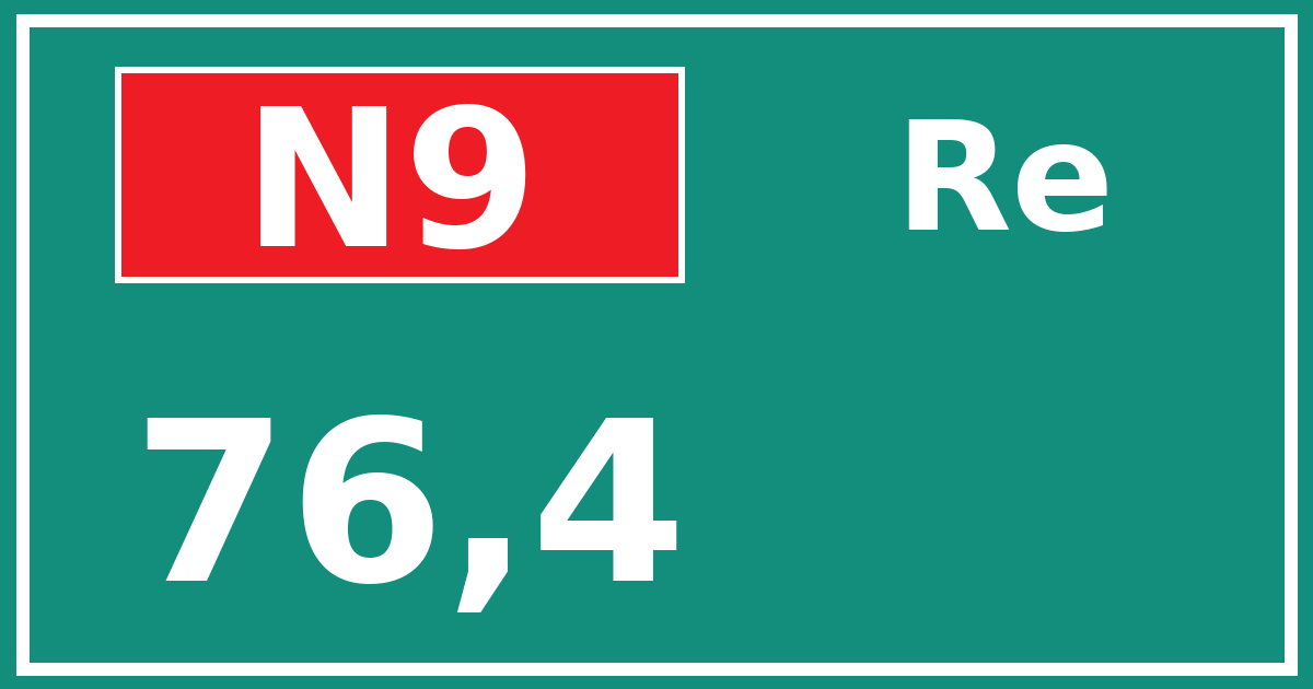 Hectometerbord N9 76,4 zijde Re