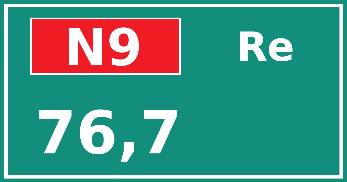 Hectometerbord N9 76,7 zijde Re