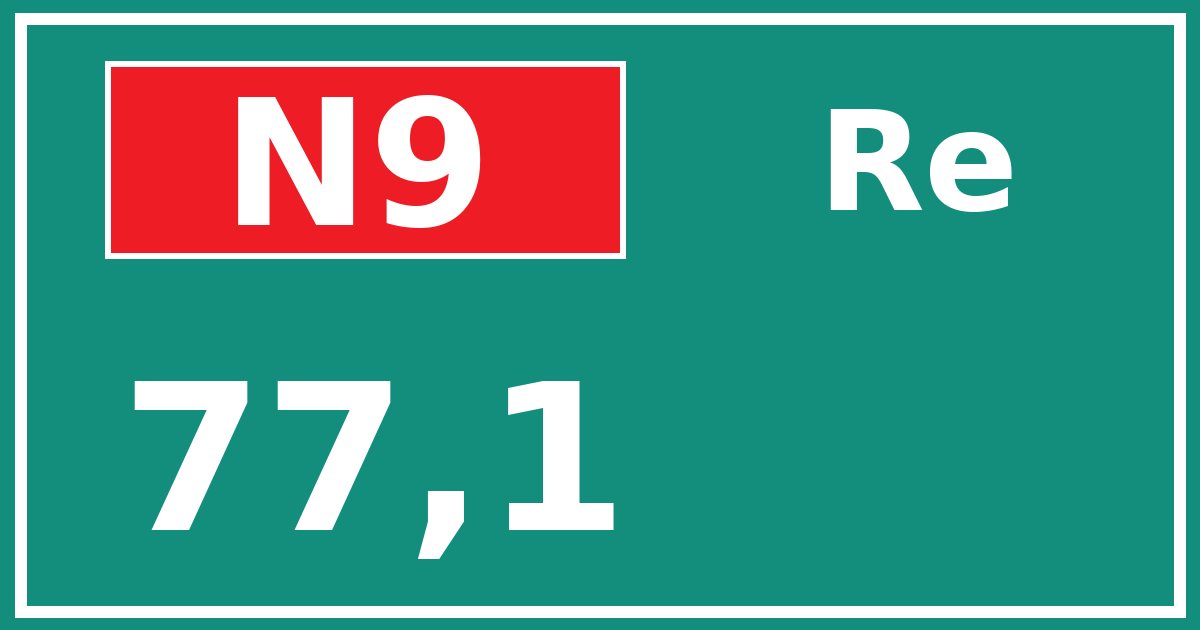 Hectometerbord N9 77,1 zijde Re