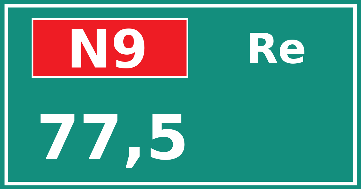 Hectometerbord N9 77,5 zijde Re