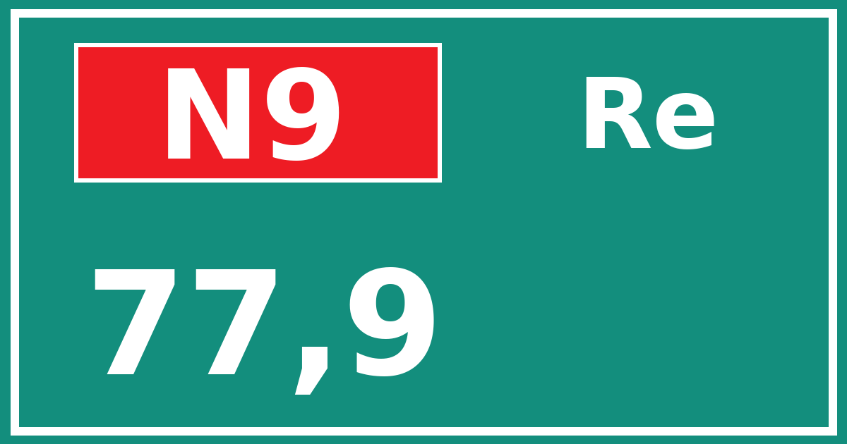 Hectometerbord N9 77,9 zijde Re