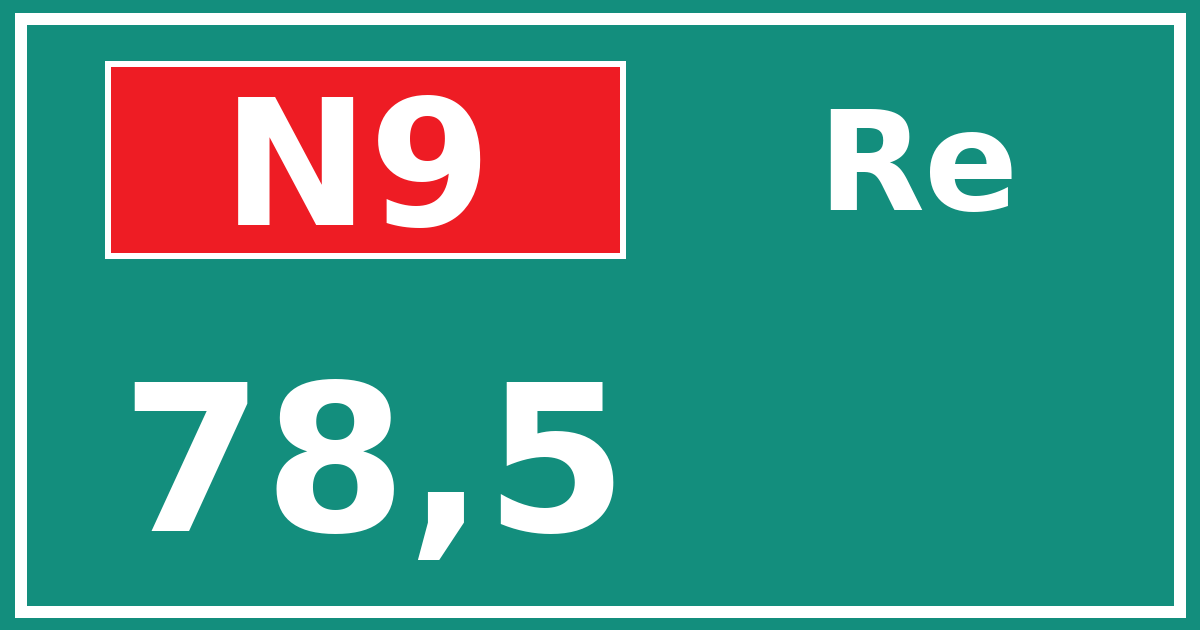 Hectometerbord N9 78,5 zijde Re