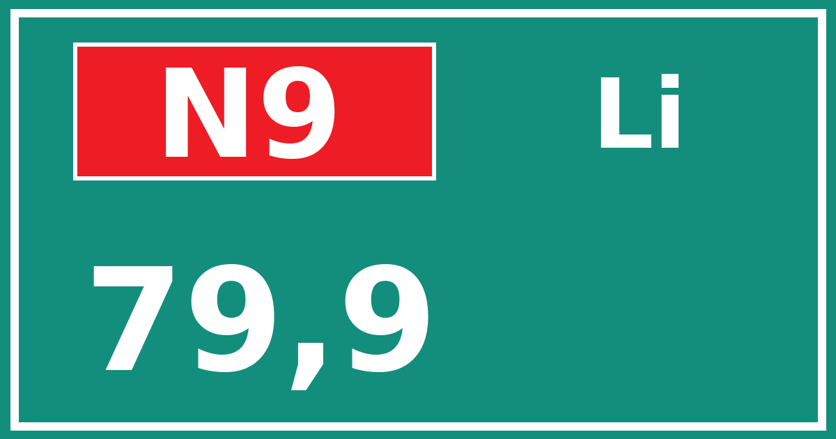 Hectometerbord N9 79,9 zijde Li
