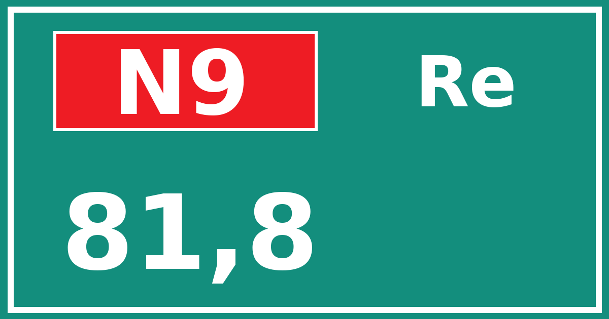 Hectometerbord N9 81,8 zijde Re