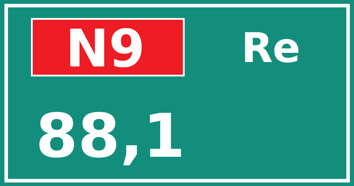 Hectometerbord N9 88,1 zijde Re