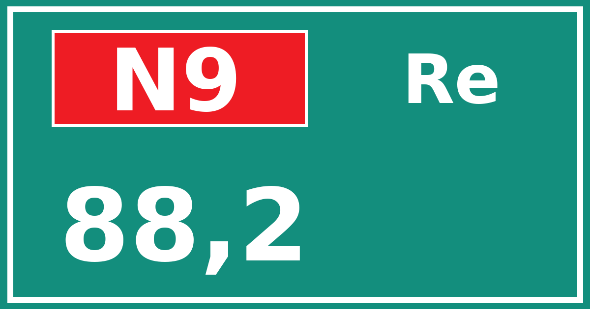 Hectometerbord N9 88,2 zijde Re