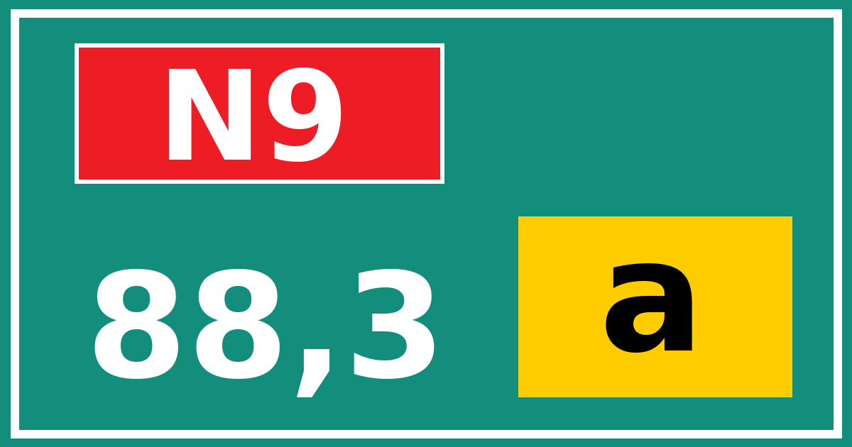 Hectometerbord N9 88,3 letter a