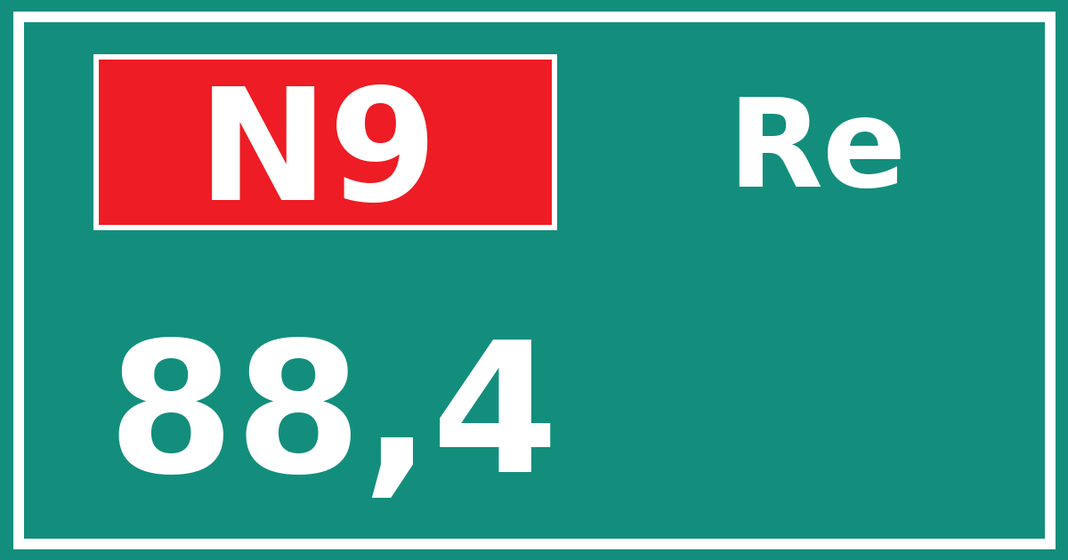 Hectometerbord N9 88,4 zijde Re