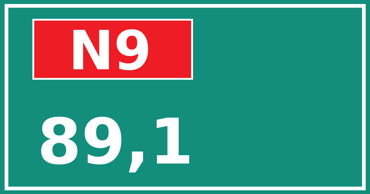 Hectometerbord N9 89,1