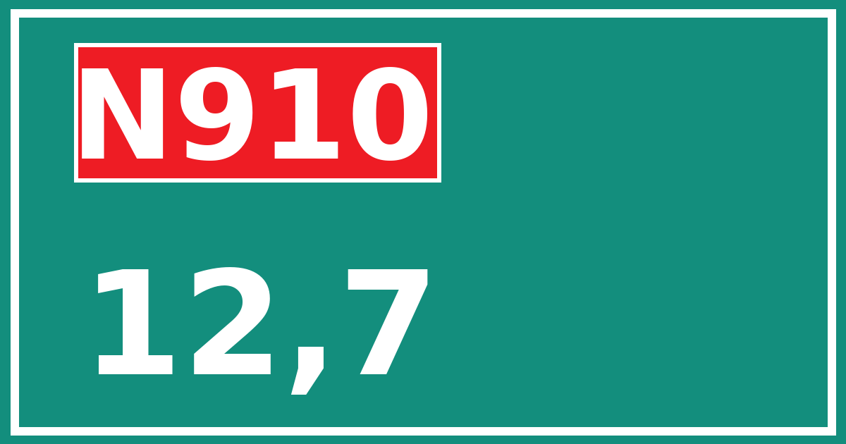 Hectometerbord N910 12,7