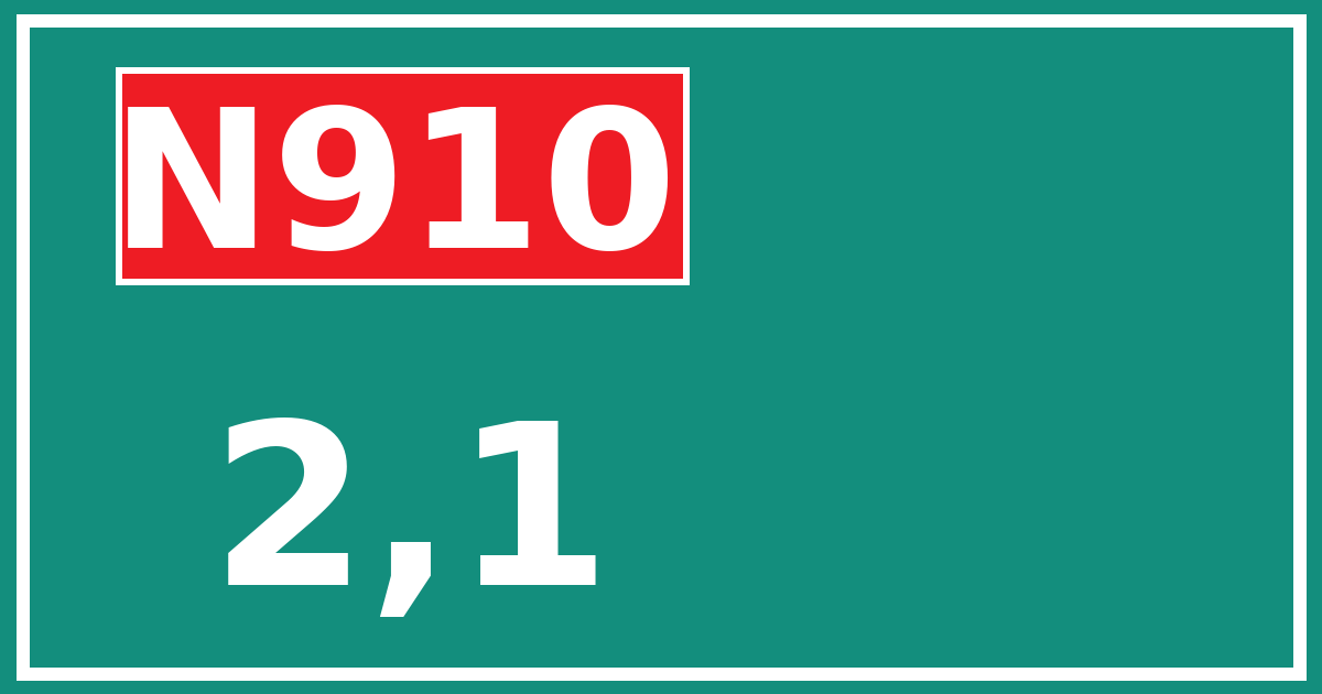 Hectometerbord N910 2,1