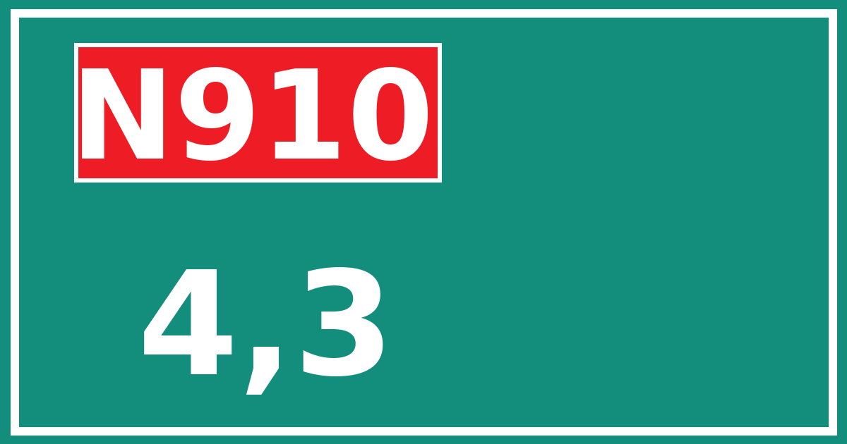 Hectometerbord N910 4,3