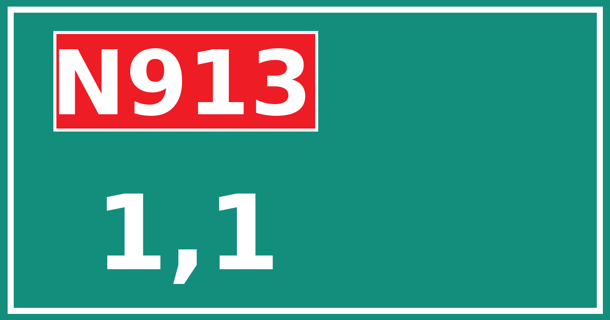 Hectometerbord N913 1,1