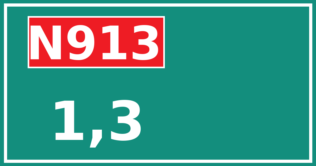 Hectometerbord N913 1,3