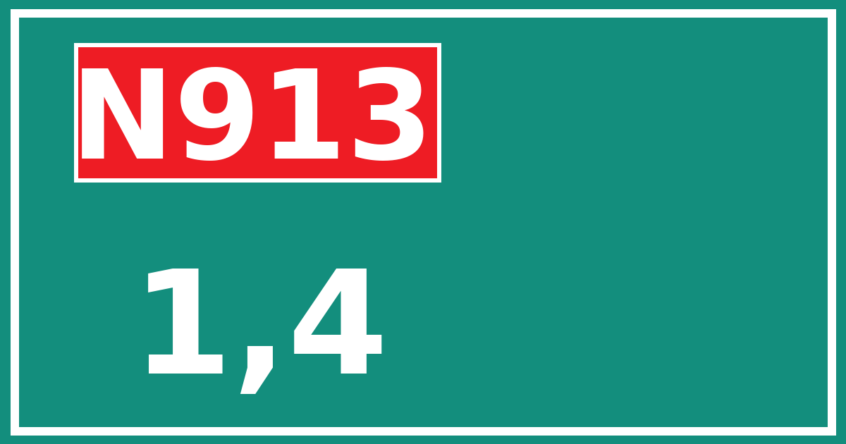 Hectometerbord N913 1,4