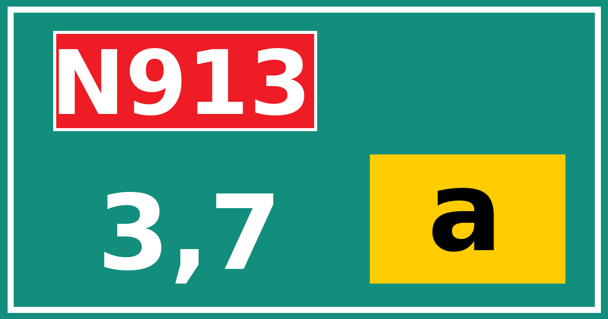 Hectometerbord N913 3,7 letter a