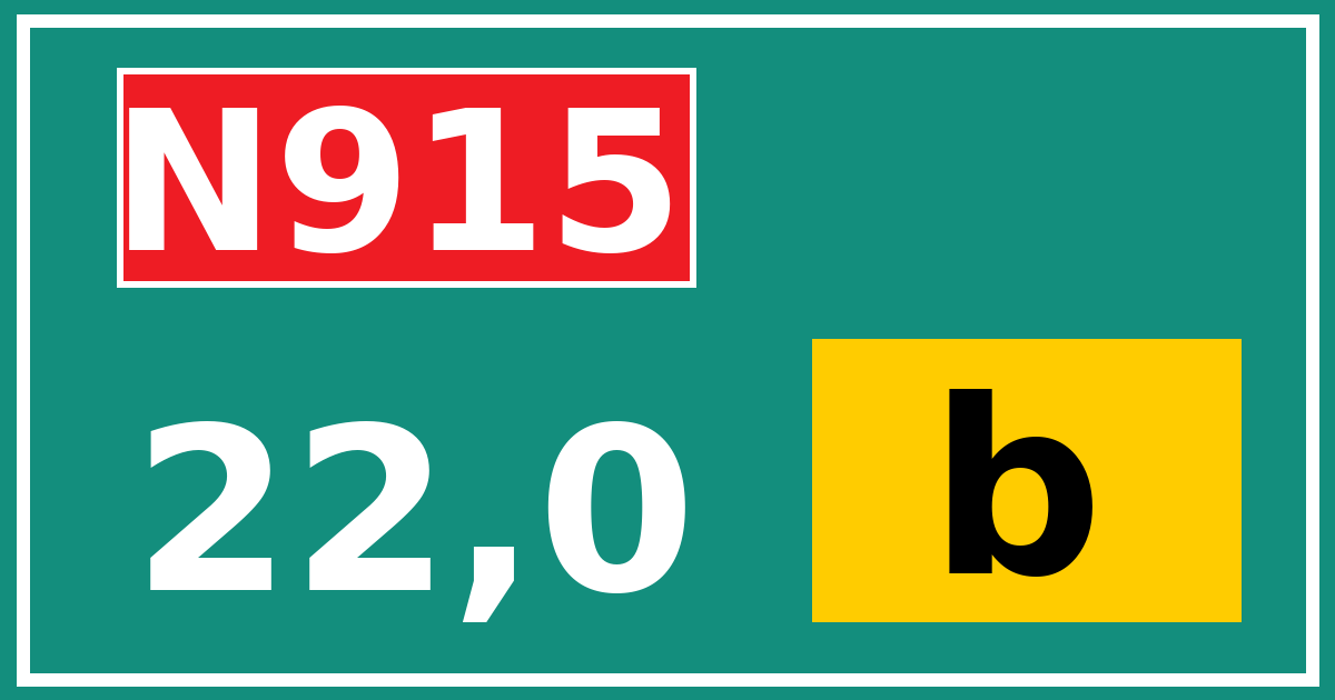 Hectometerbord N915 22,0 letter b