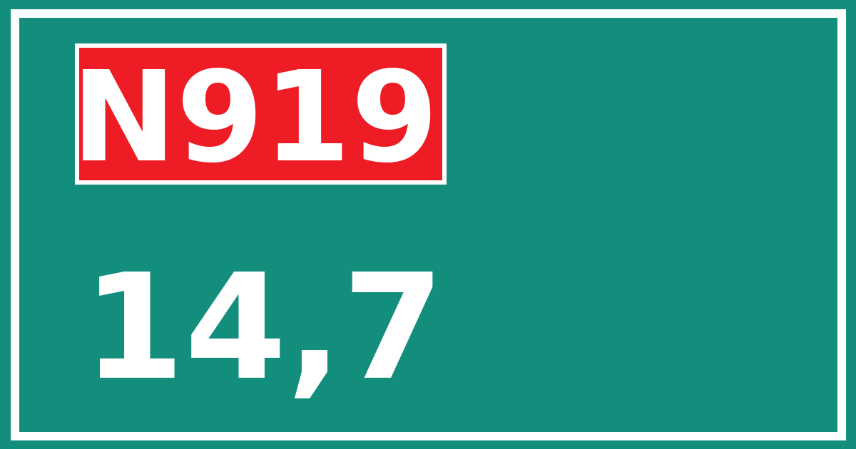 Hectometerbord N919 14,7