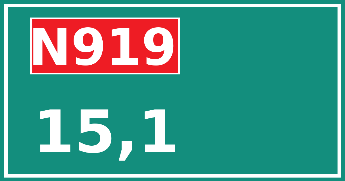 Hectometerbord N919 15,1