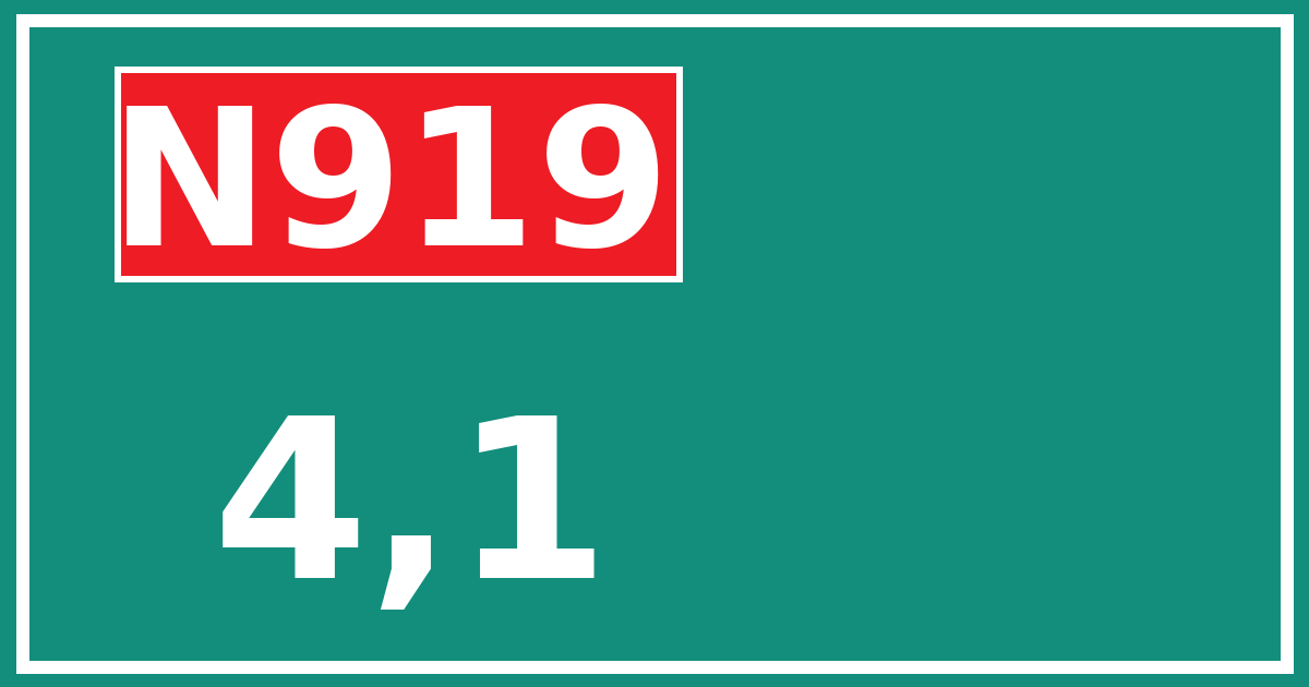 Hectometerbord N919 4,1