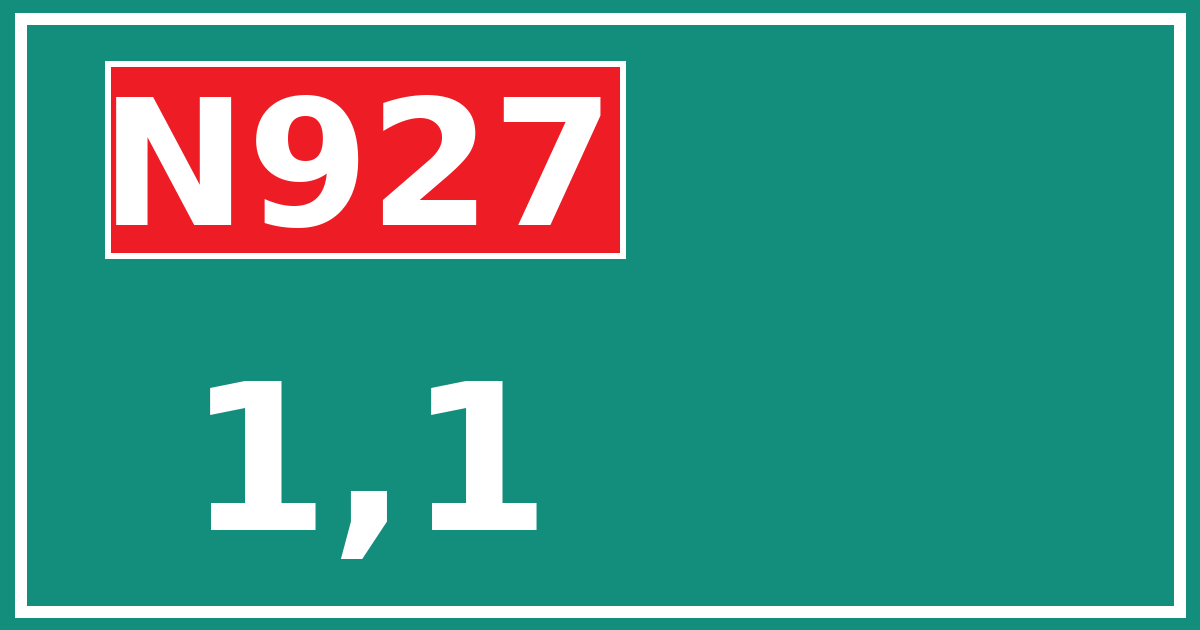 Hectometerbord N927 1,1