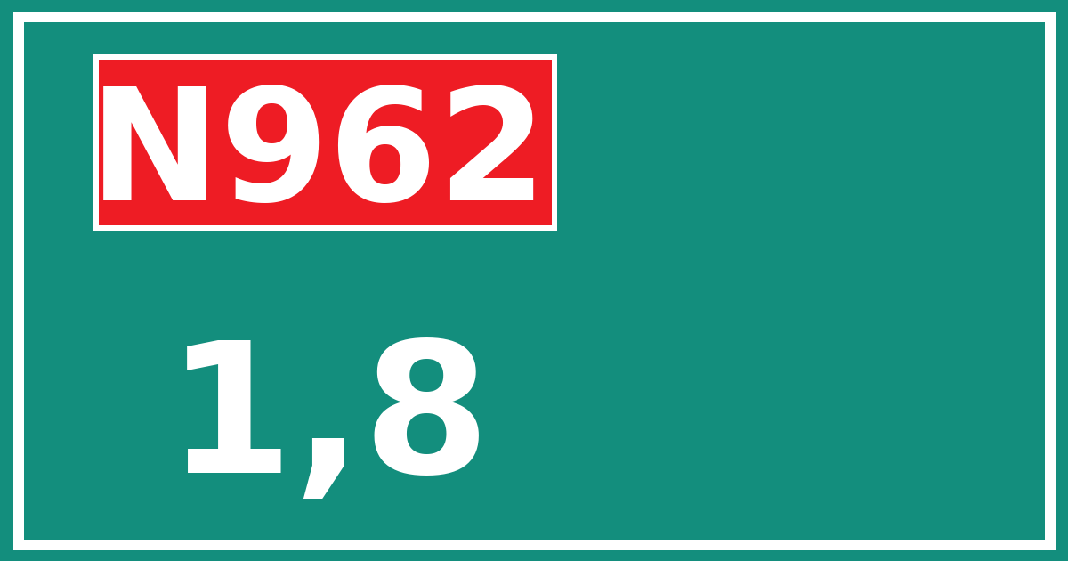 Hectometerbord N962 1,8