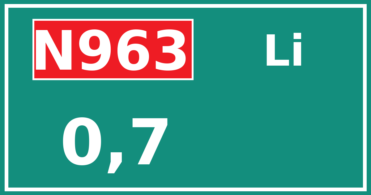 Hectometerbord N963 0,7 zijde Li