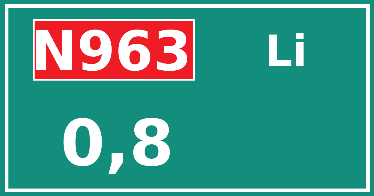 Hectometerbord N963 0,8 zijde Li