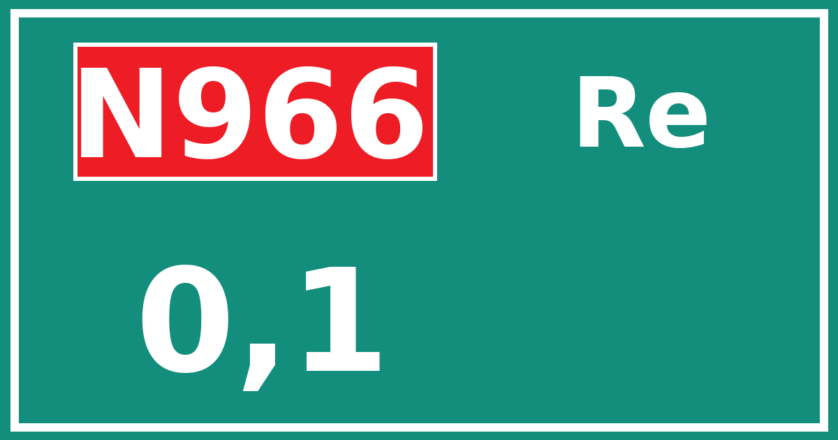 Hectometerbord N966 0,1 zijde Re