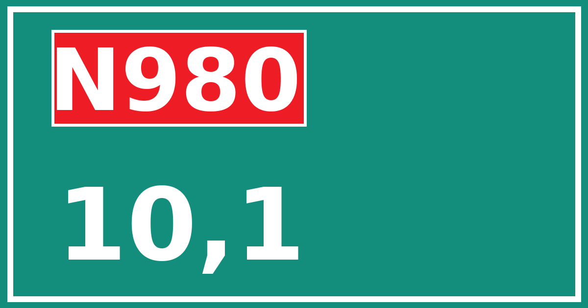 Hectometerbord N980 10,1