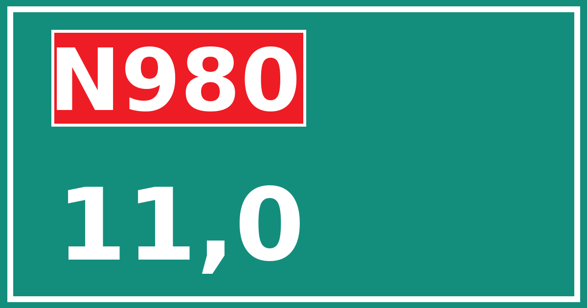Hectometerbord N980 11,0