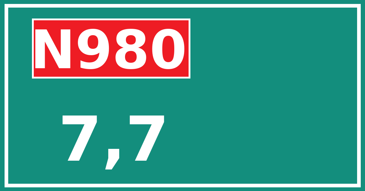 Hectometerbord N980 7,7