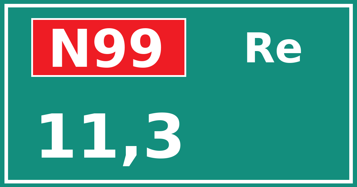 Hectometerbord N99 11,3 zijde Re