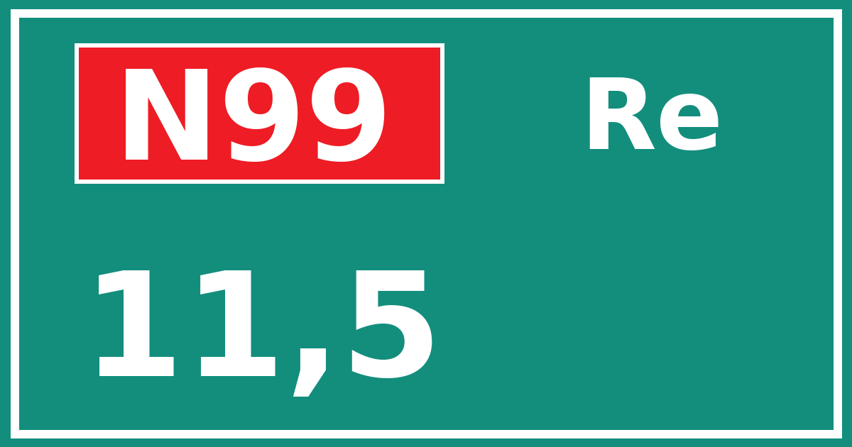 Hectometerbord N99 11,5 zijde Re