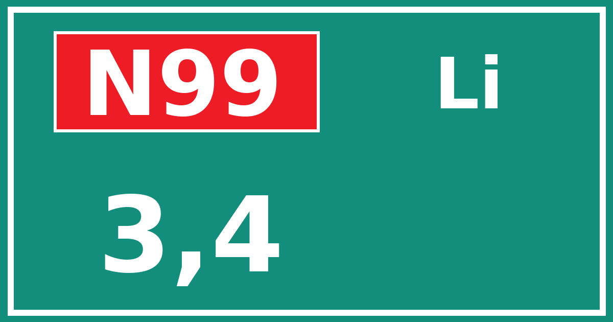 Hectometerbord N99 3,4 zijde Li