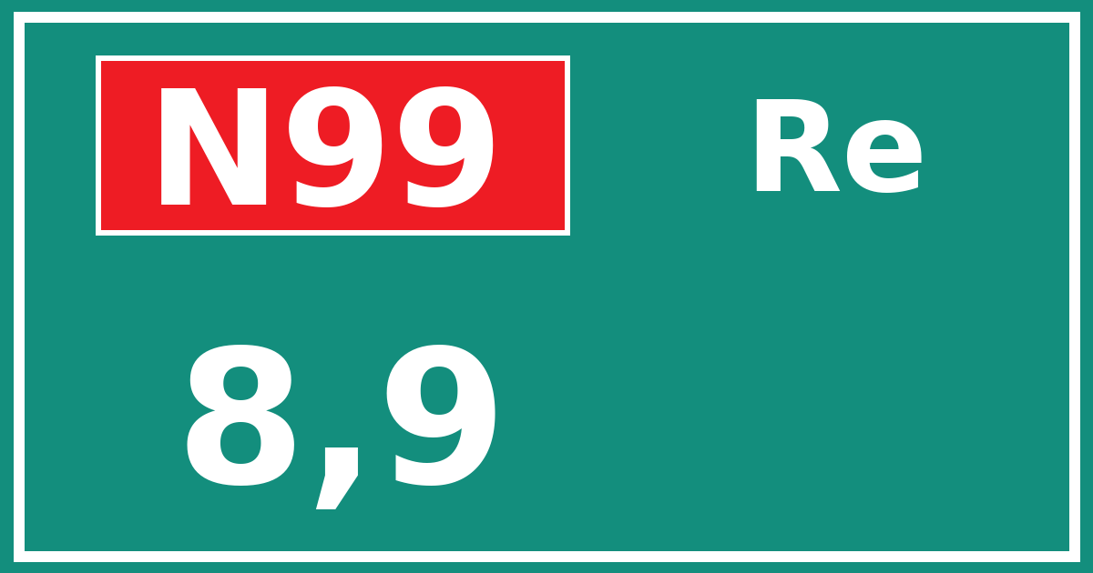 Hectometerbord N99 8,9 zijde Re