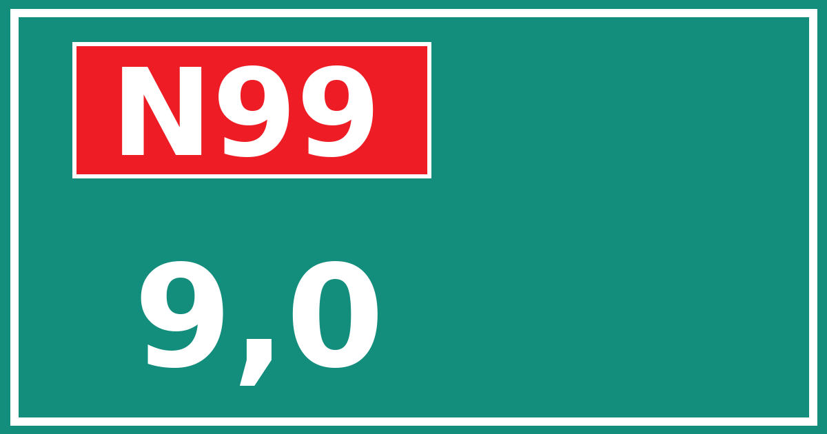 Hectometerbord N99 9,0